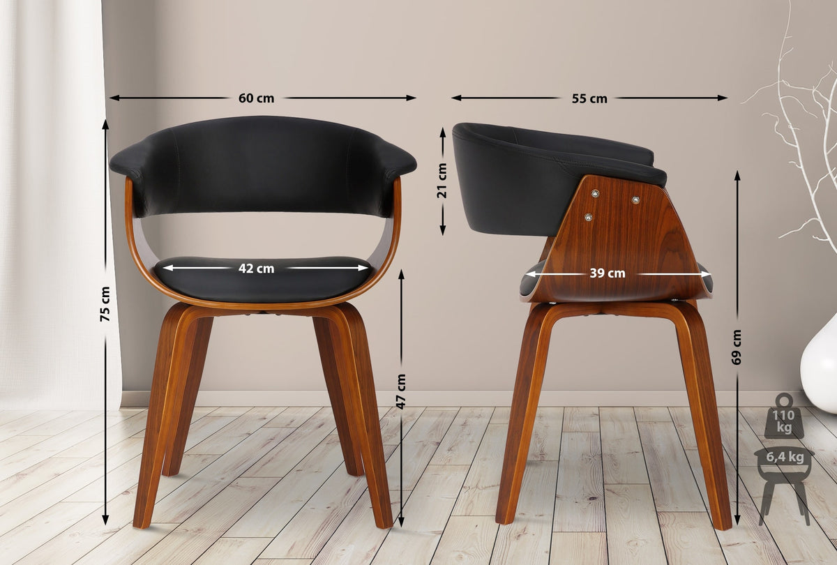 Set van 2 Bruce Eetkamerstoelen zwart schwarz