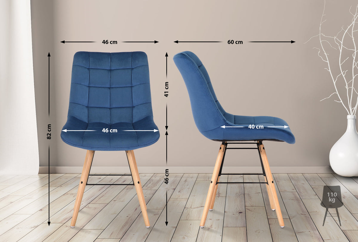 Eetkamerstoel Leni fluweel blauw blau