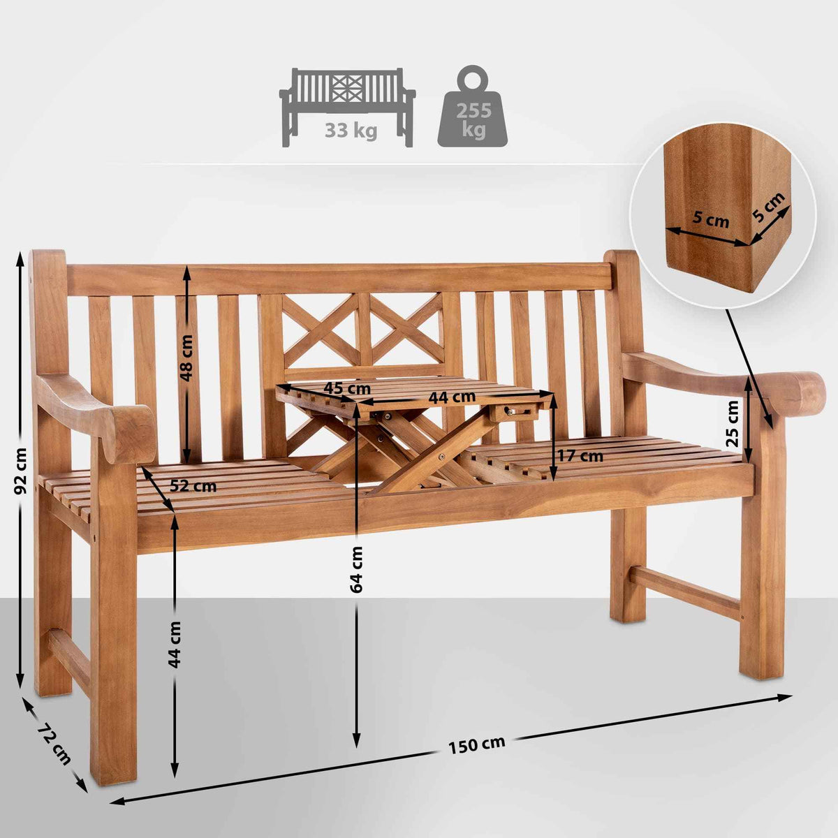 Tuinbank Luka Teak teak,150 cm teak