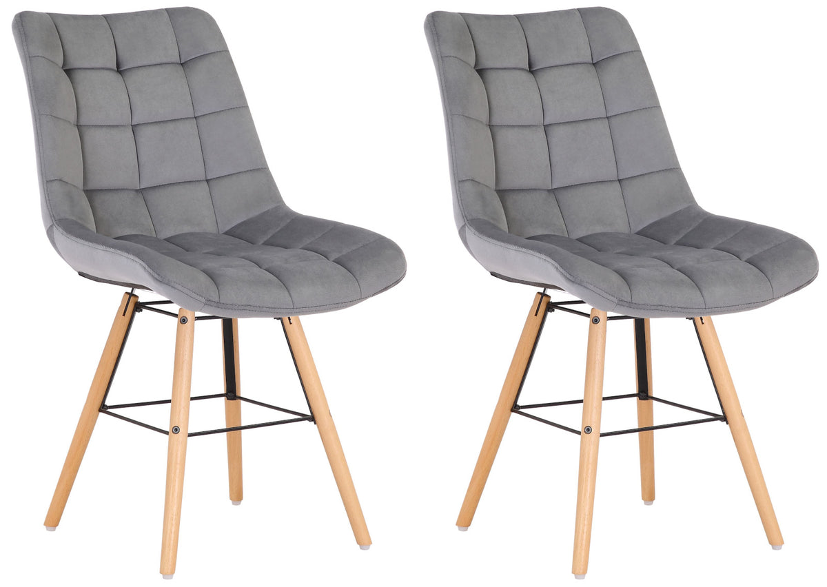 Set van 2 eetkamerstoelen Leni Fluweel grijs grau