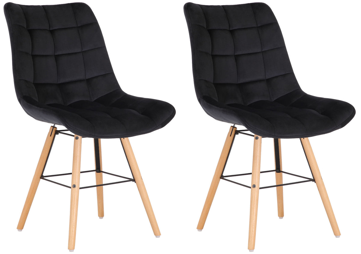 Set van 2 eetkamerstoelen Leni Fluweel zwart schwarz