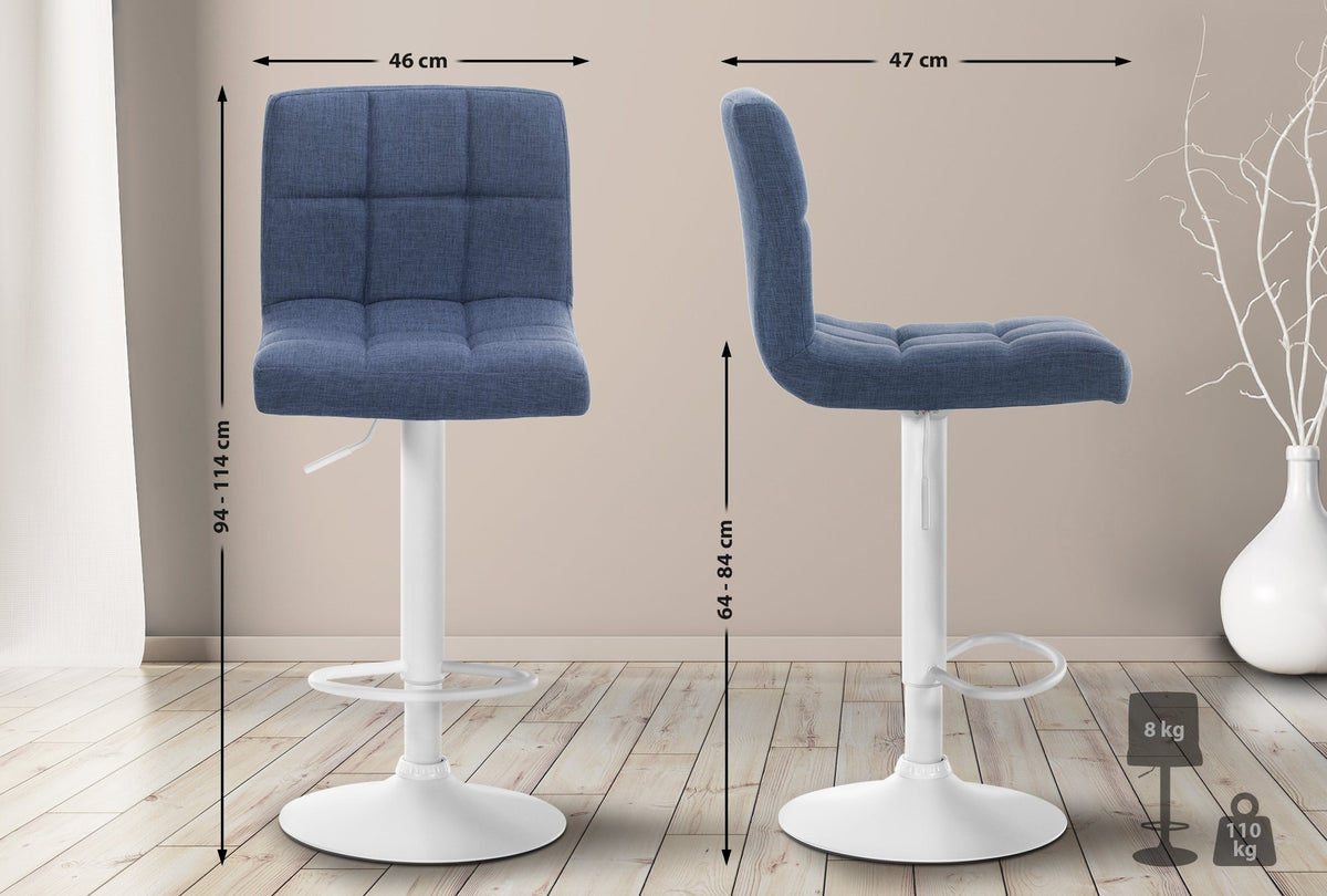 Barkruk Calma Stof blauw,wit blau