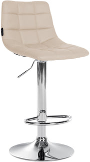 Barkruk Jerry Kunstleer creme,chroom creme
