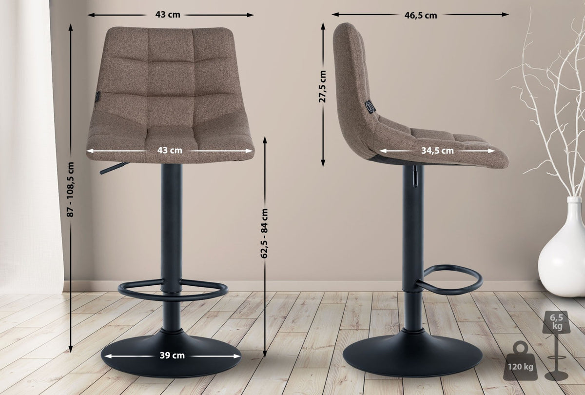 Barkruk Jerry Stof taupe,zwart taupe