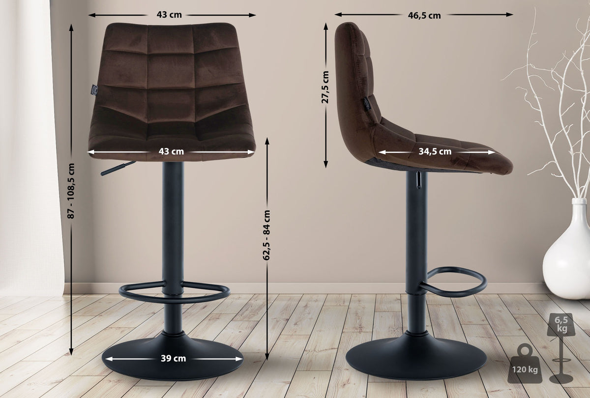 Barkruk Jerry Fluweel bruin,zwart braun