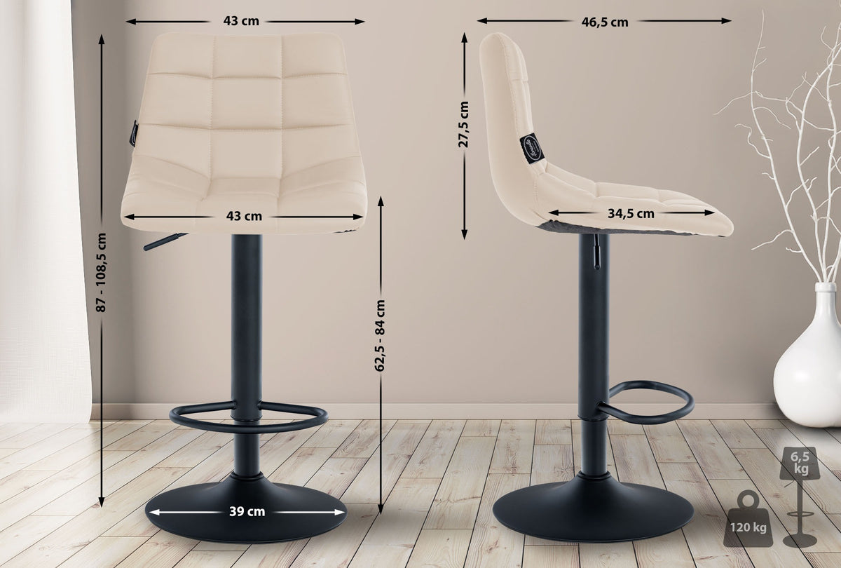 Barkruk Jerry Kunstleer creme,zwart creme