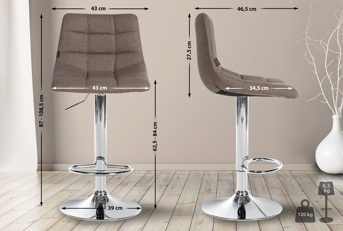 Barkruk Jerry Stof taupe,chroom taupe
