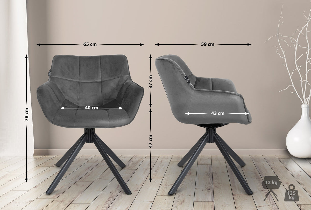 Eetkamerstoel Westport Fluweel grijs grau