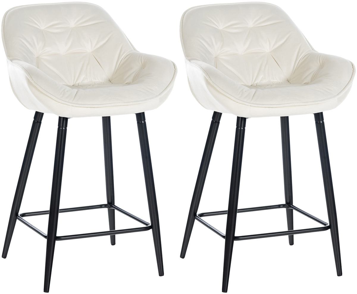 Set van 2 barkrukken Gibson fluweel creme creme