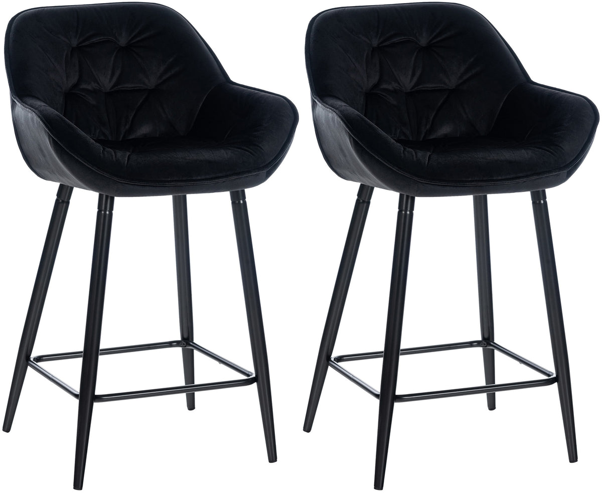 Set van 2 barkrukken Gibson fluweel zwart schwarz