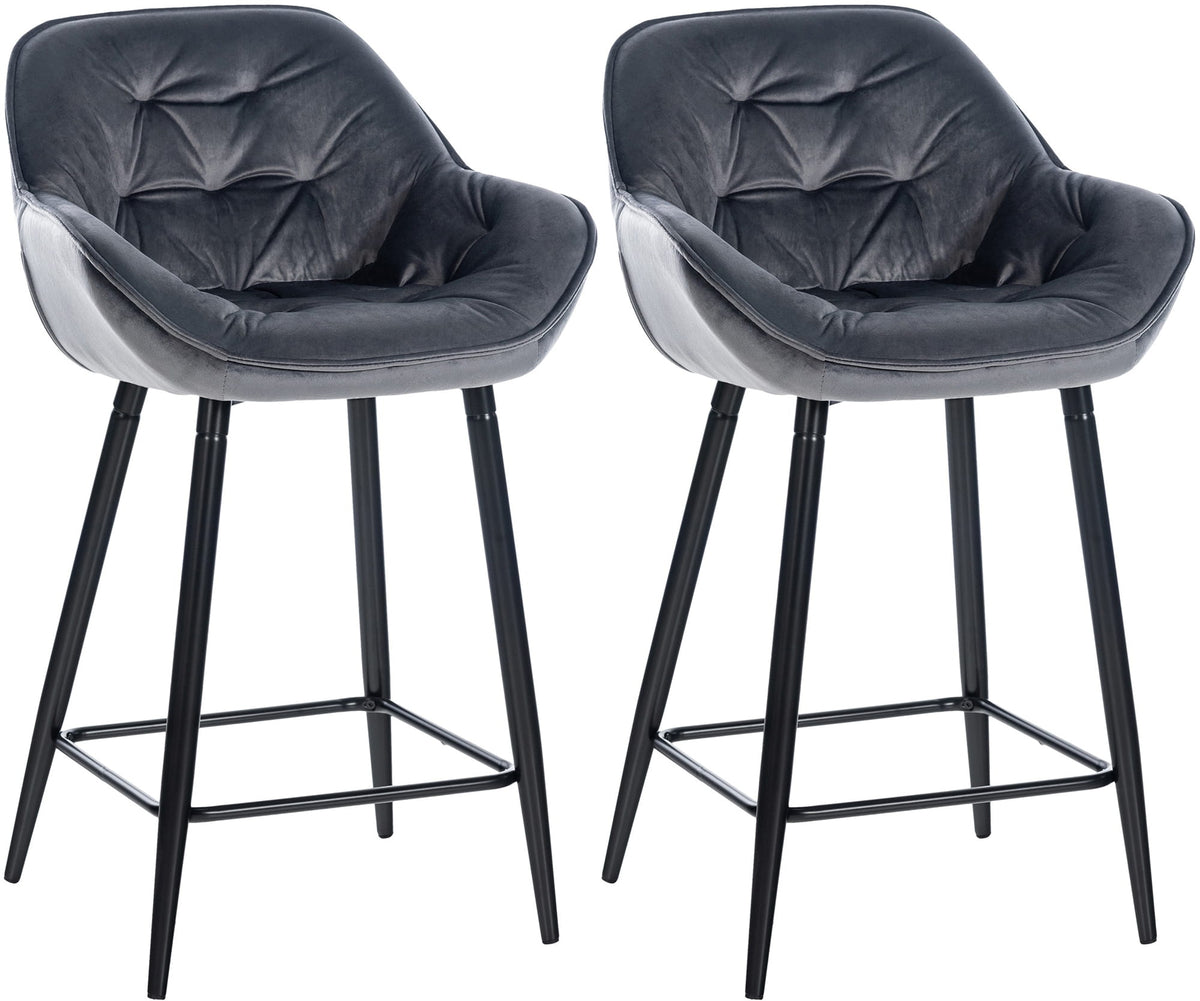 Set van 2 barkrukken Gibson fluweel donkergrijs dunkelgrau