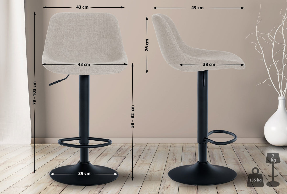 Set van 2 barkrukken Loft creme,Stof creme