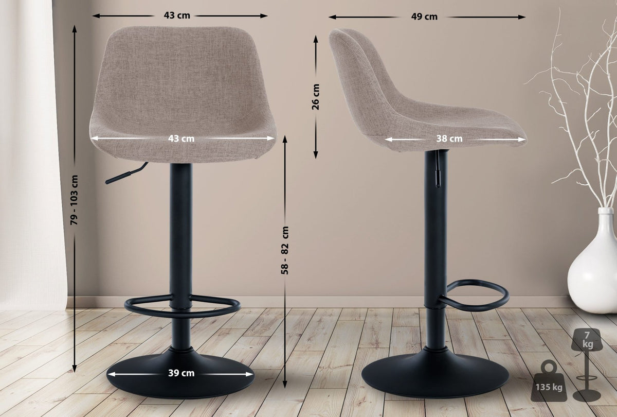 Set van 2 barkrukken Loft taupe,Stof taupe