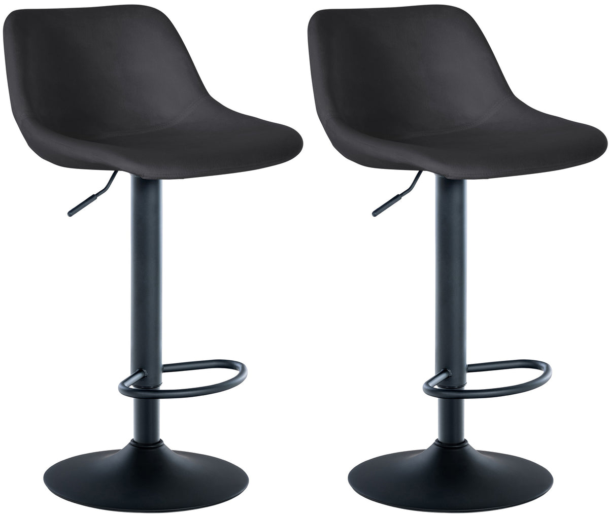 Set van 2 barkrukken Loft zwart,Fluweel schwarz