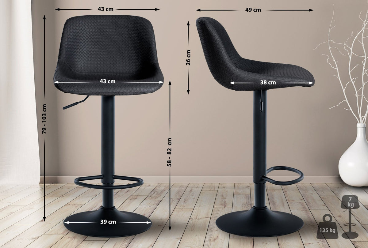 Set van 2 barkrukken Loft zwart,Kunstleer schwarz
