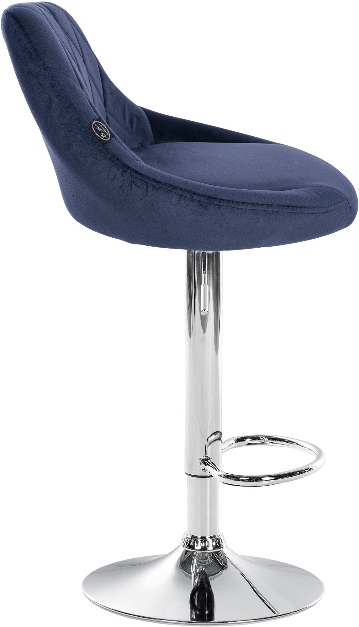 Barkruk Lazio fluweel blauw,chroom blau