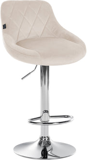 Barkruk Lazio fluweel creme,chroom creme