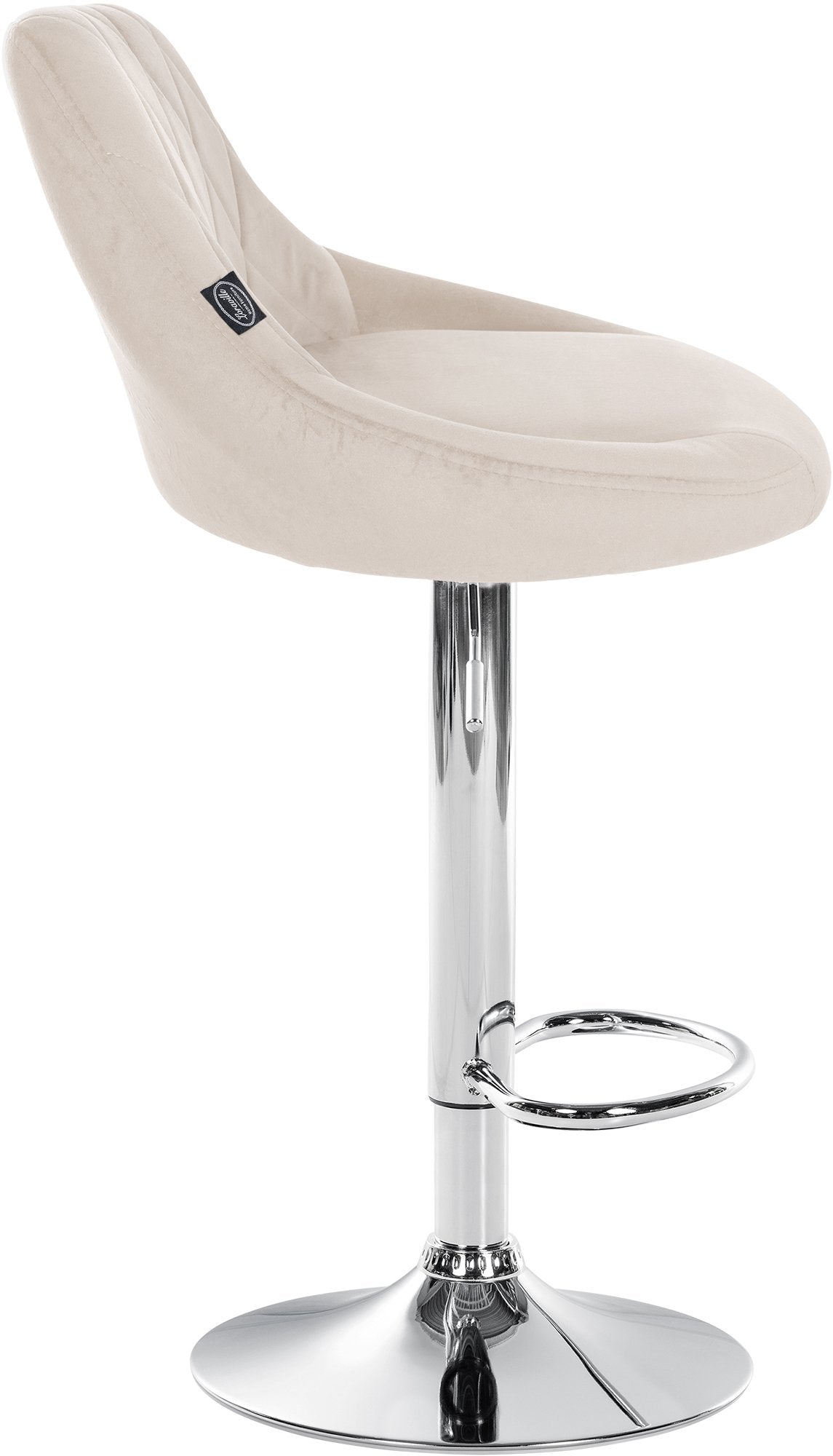 Barkruk Lazio fluweel creme,chroom creme