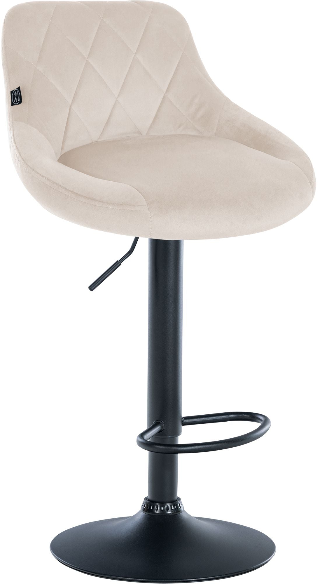 Barkruk Lazio fluweel creme,zwart creme