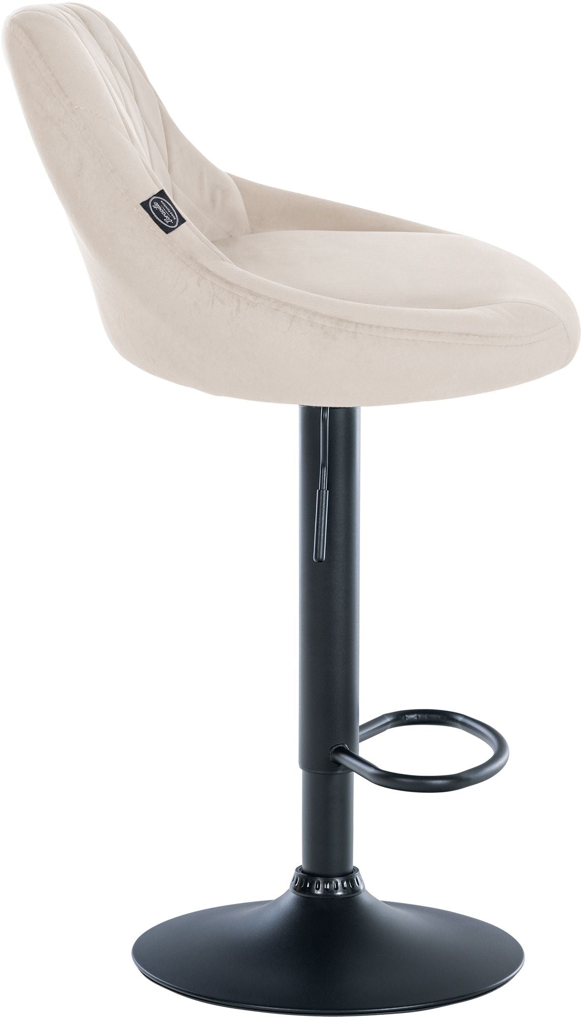 Barkruk Lazio fluweel creme,zwart creme