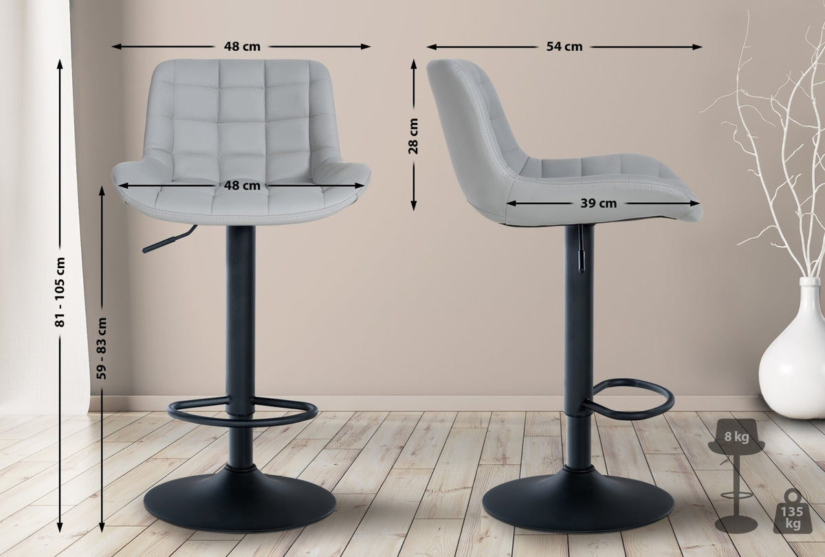 Set van 2 barkrukken Tover grijs,Kunstleer grau