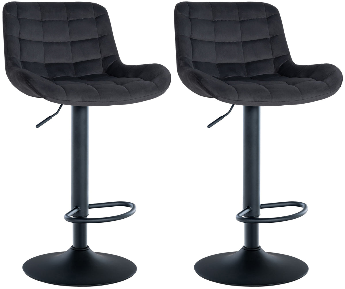 Set van 2 barkrukken Tover zwart,Fluweel schwarz