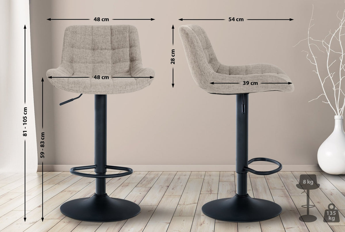 Set van 2 barkrukken Tover taupe,Stof taupe