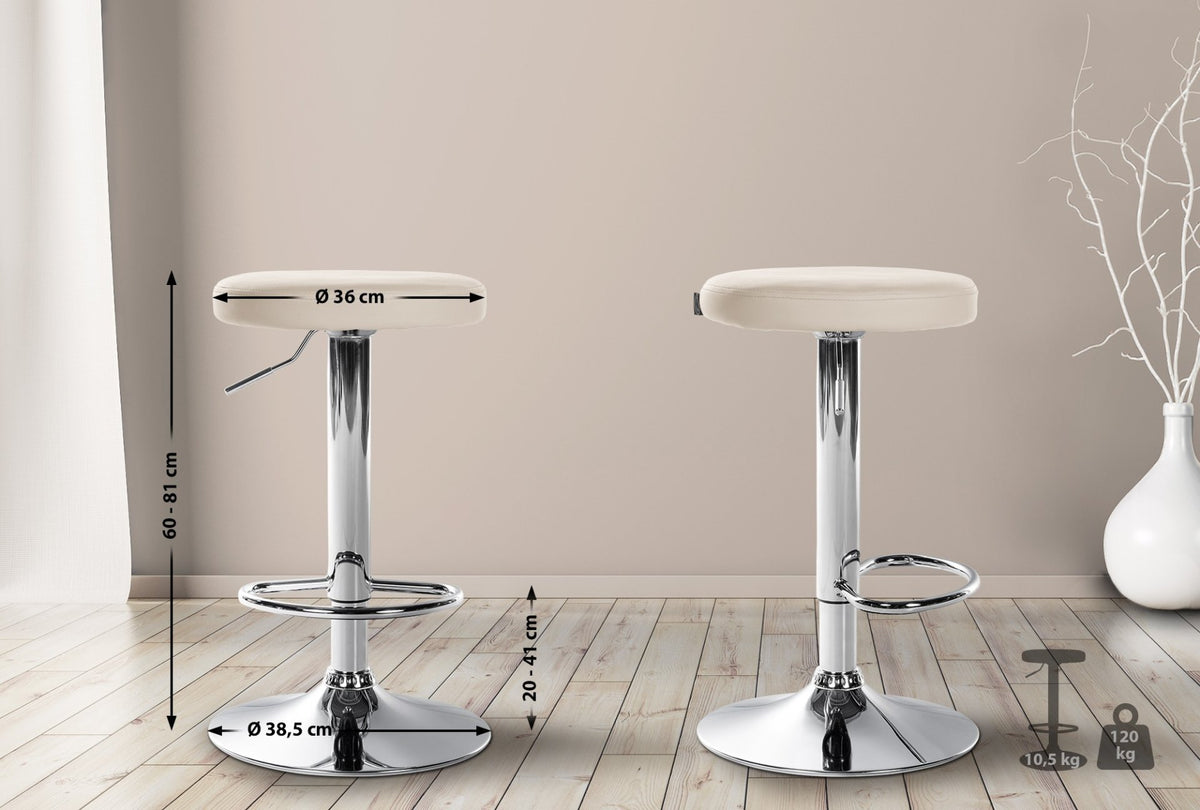 Barkruk Ponte kunstleer creme,chroom creme