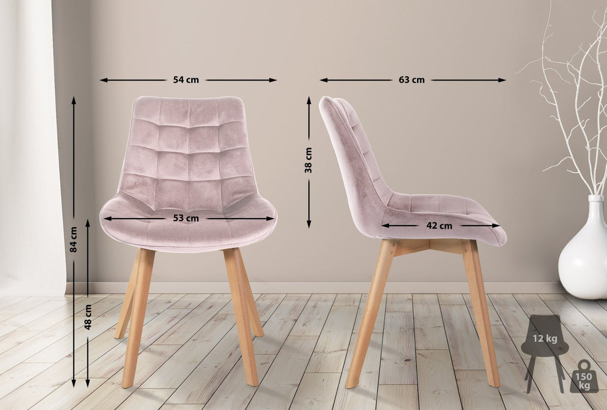Eetkamerstoel Brook Fluweel roze pink