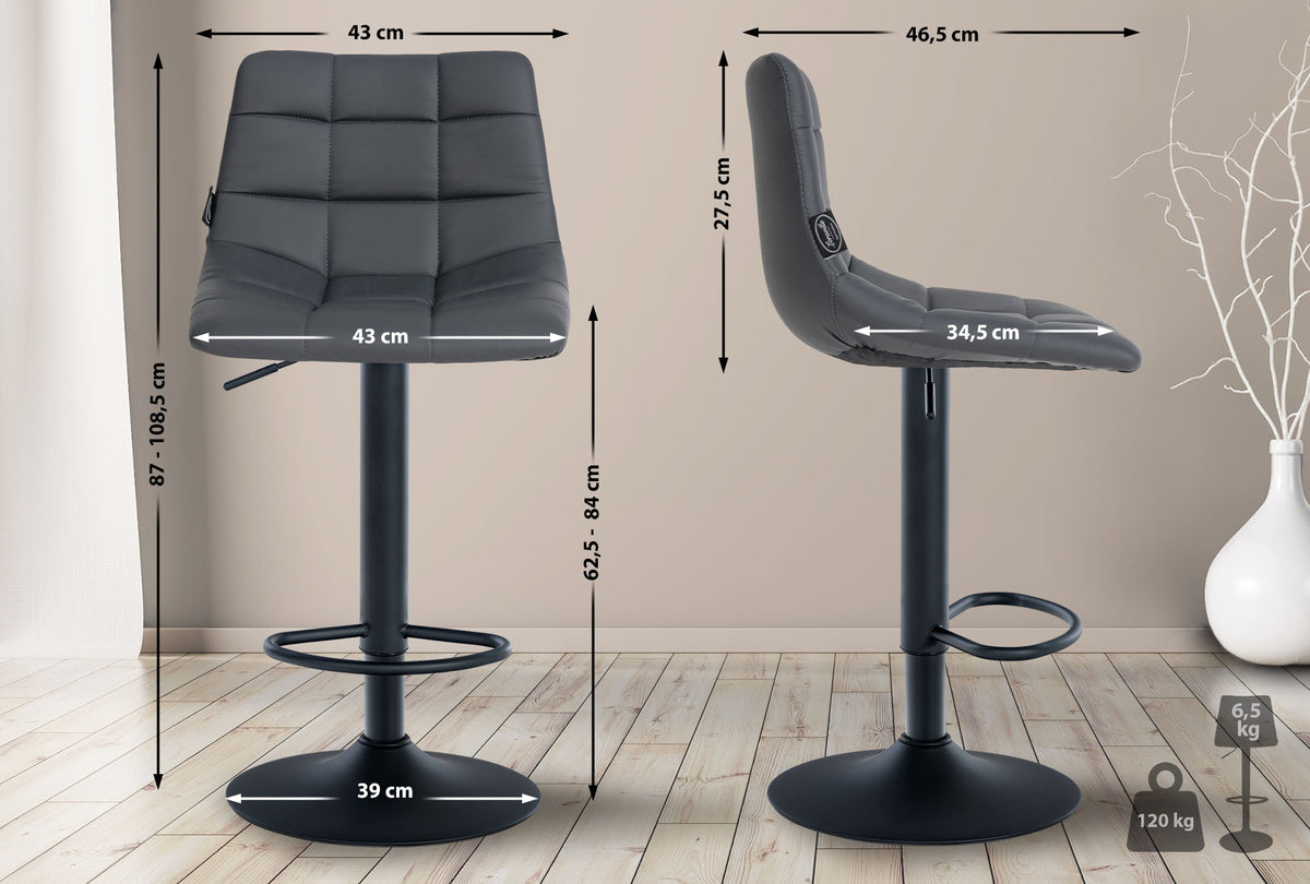 Set van 2 barkrukken Jerry kunstleer grijs,zwart grau