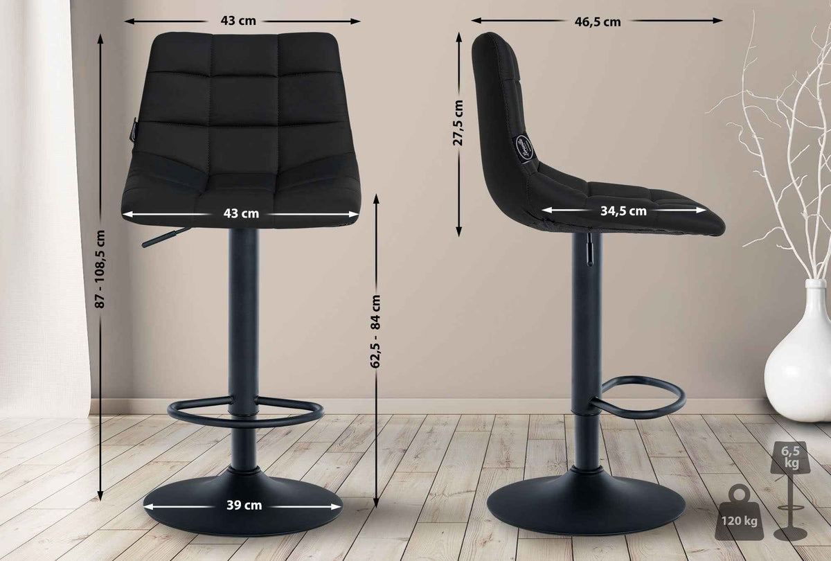 Set van 2 barkrukken Jerry kunstleer zwart,zwart schwarz