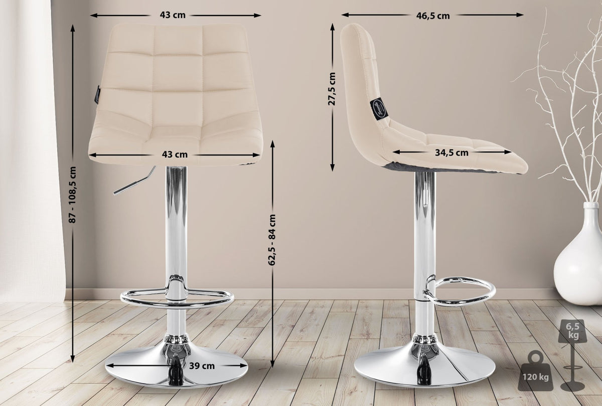 Set van 2 barkrukken Jerry kunstleer creme,chroom creme