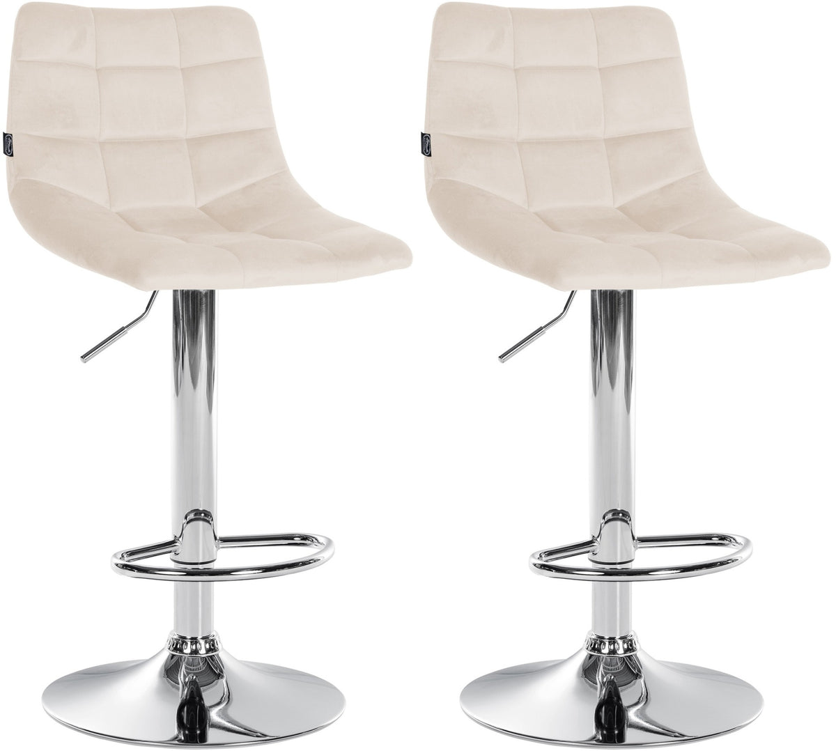 Set van 2 barkrukken Jerry Fluweel creme,chroom creme