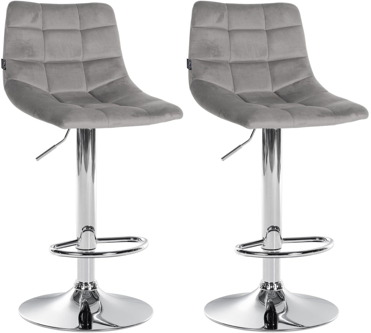 Set van 2 barkrukken Jerry Fluweel grijs,chroom grau