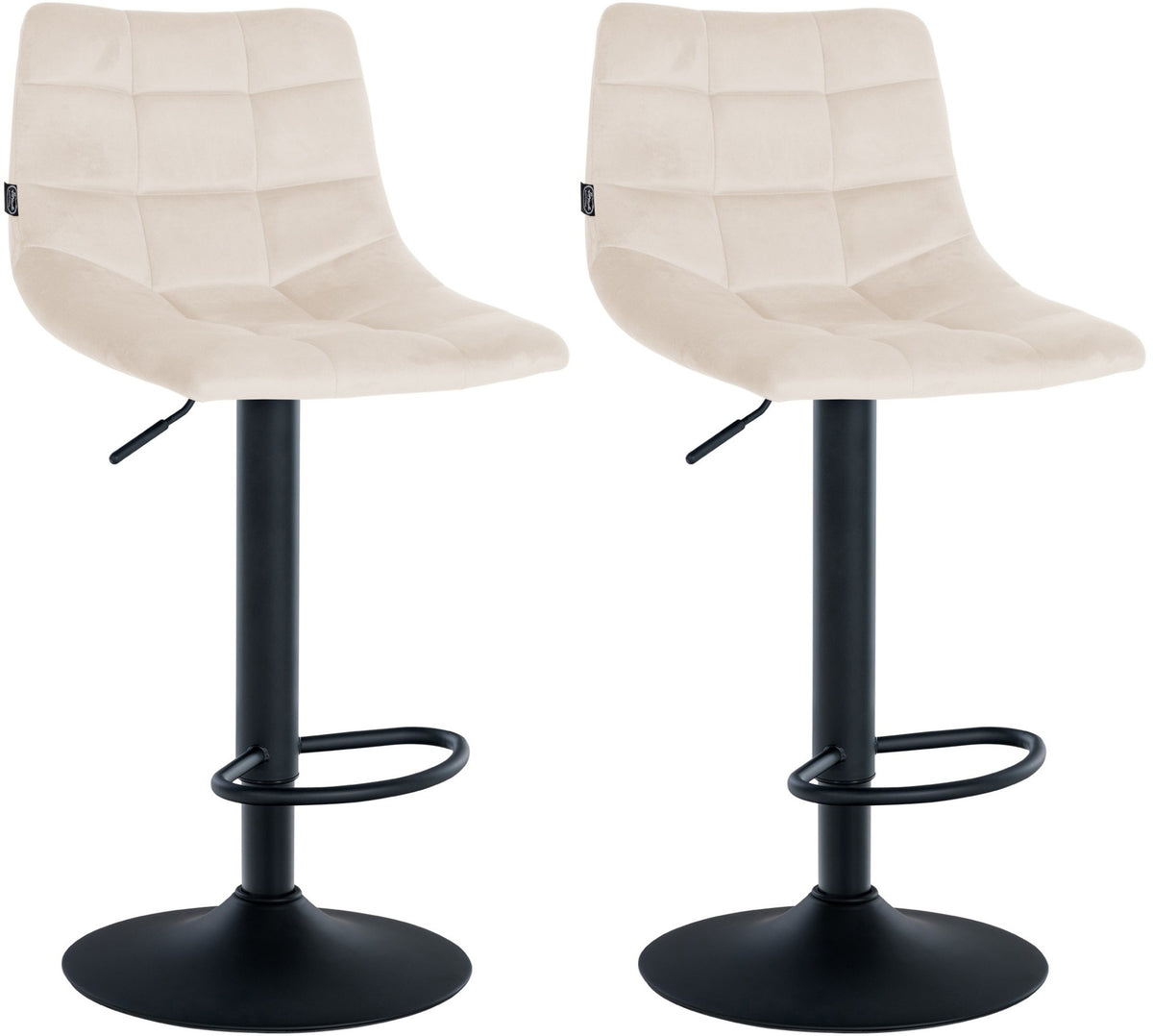 Set van 2 barkrukken Jerry Fluweel creme,zwart creme