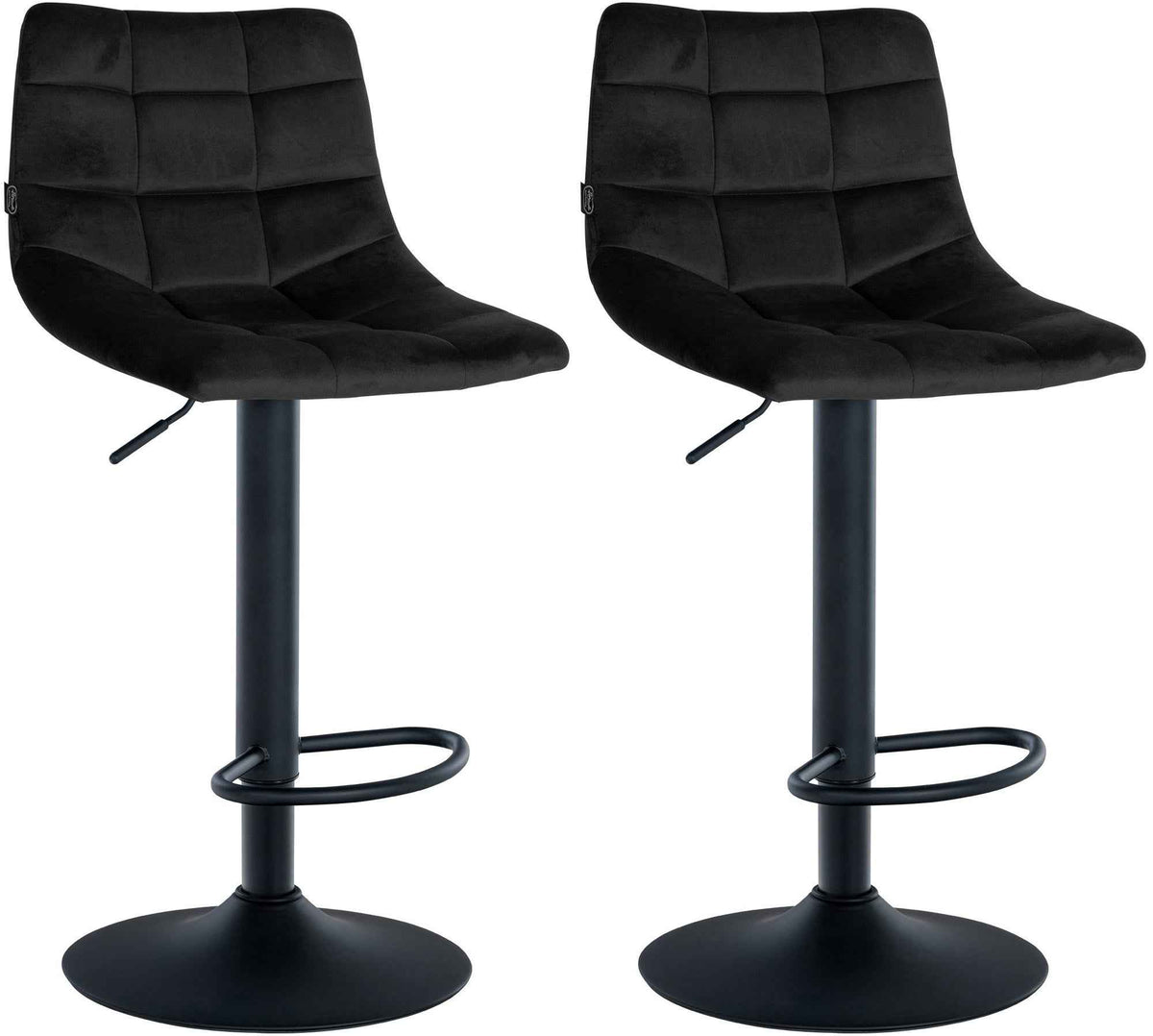 Set van 2 barkrukken Jerry Fluweel zwart,zwart schwarz