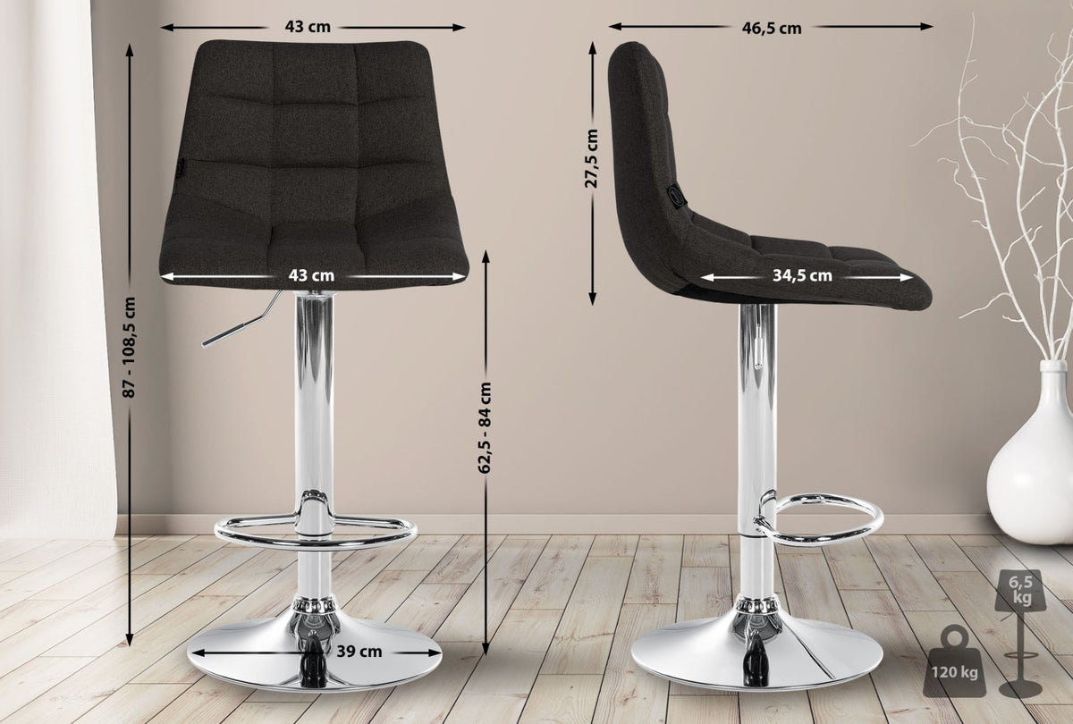 Set van 2 barkrukken Jerry stof zwart,chroom schwarz
