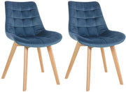 Set van 2 eetkamerstoelen Brook fluweel blauw blau