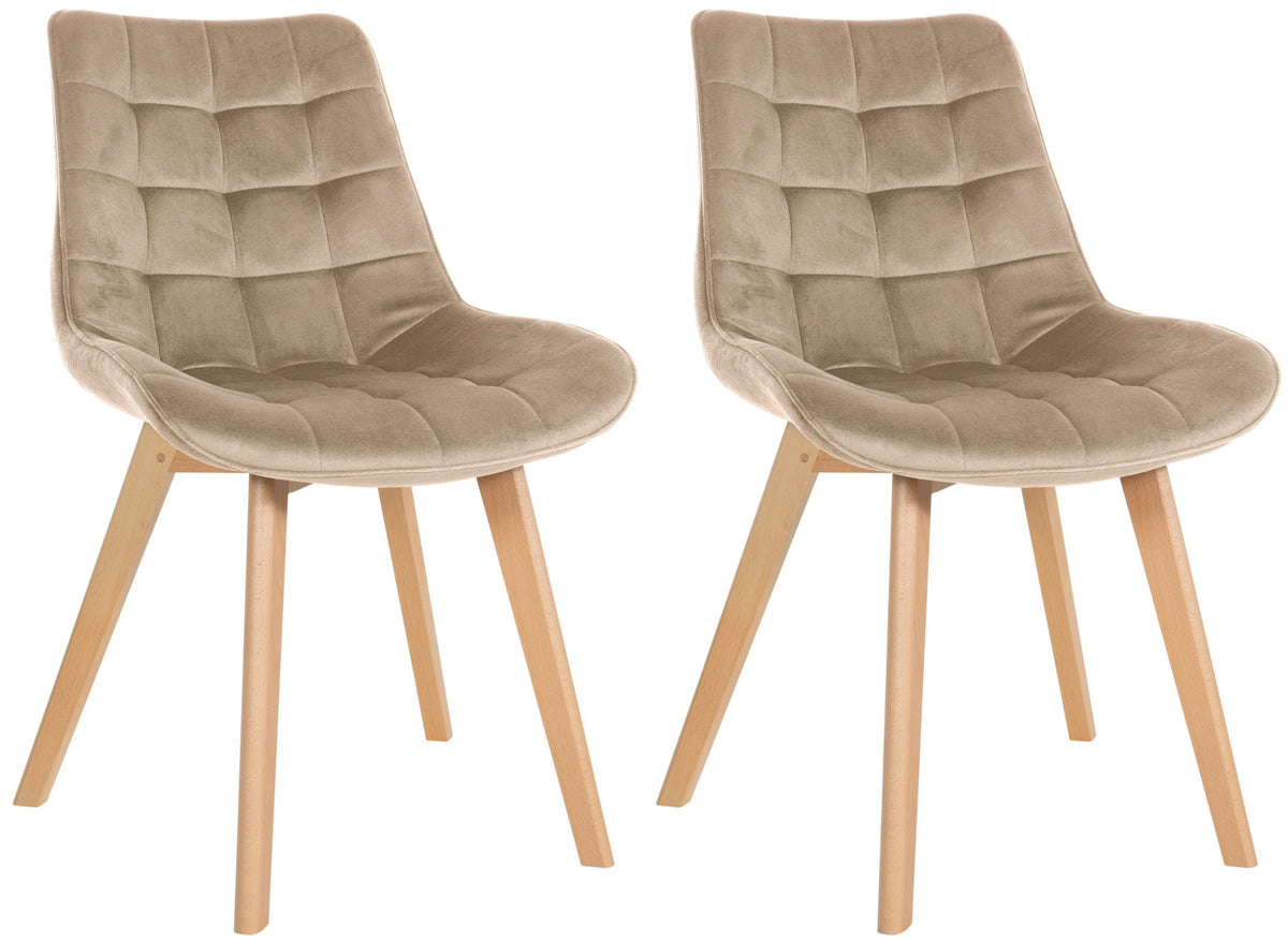 Set van 2 eetkamerstoelen Brook fluweel bruin braun