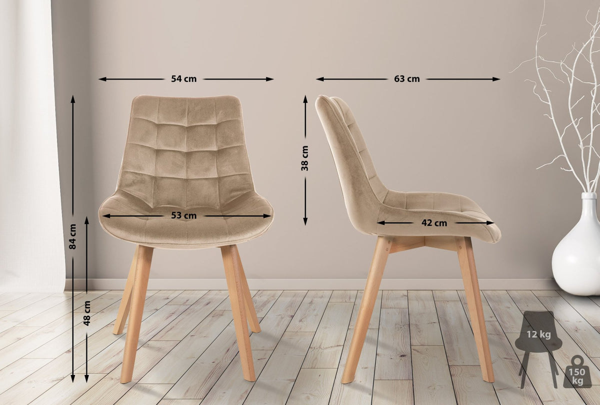 Set van 2 eetkamerstoelen Brook fluweel bruin braun