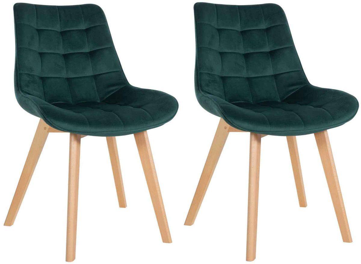Set van 2 eetkamerstoelen Brook fluweel groen grün