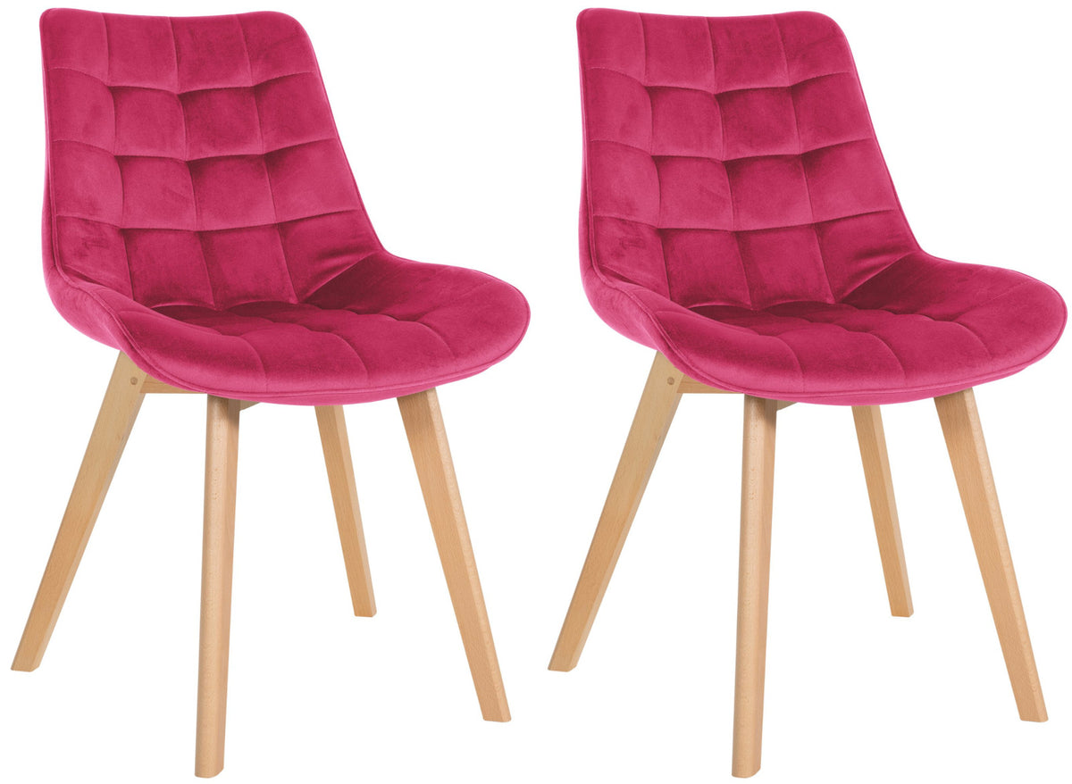 Set van 2 eetkamerstoelen Brook fluweel rood rot