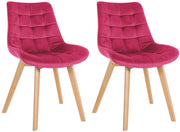 Set van 2 eetkamerstoelen Brook fluweel rood rot