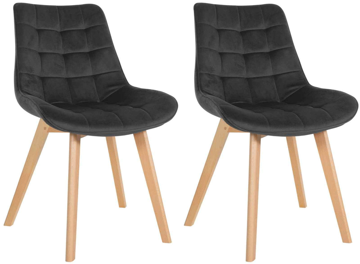 Set van 2 eetkamerstoelen Brook fluweel zwart schwarz