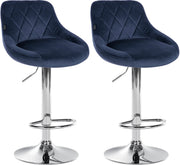 Set van 2 Barkrukken Lazio Fluweel blauw,chroom blau