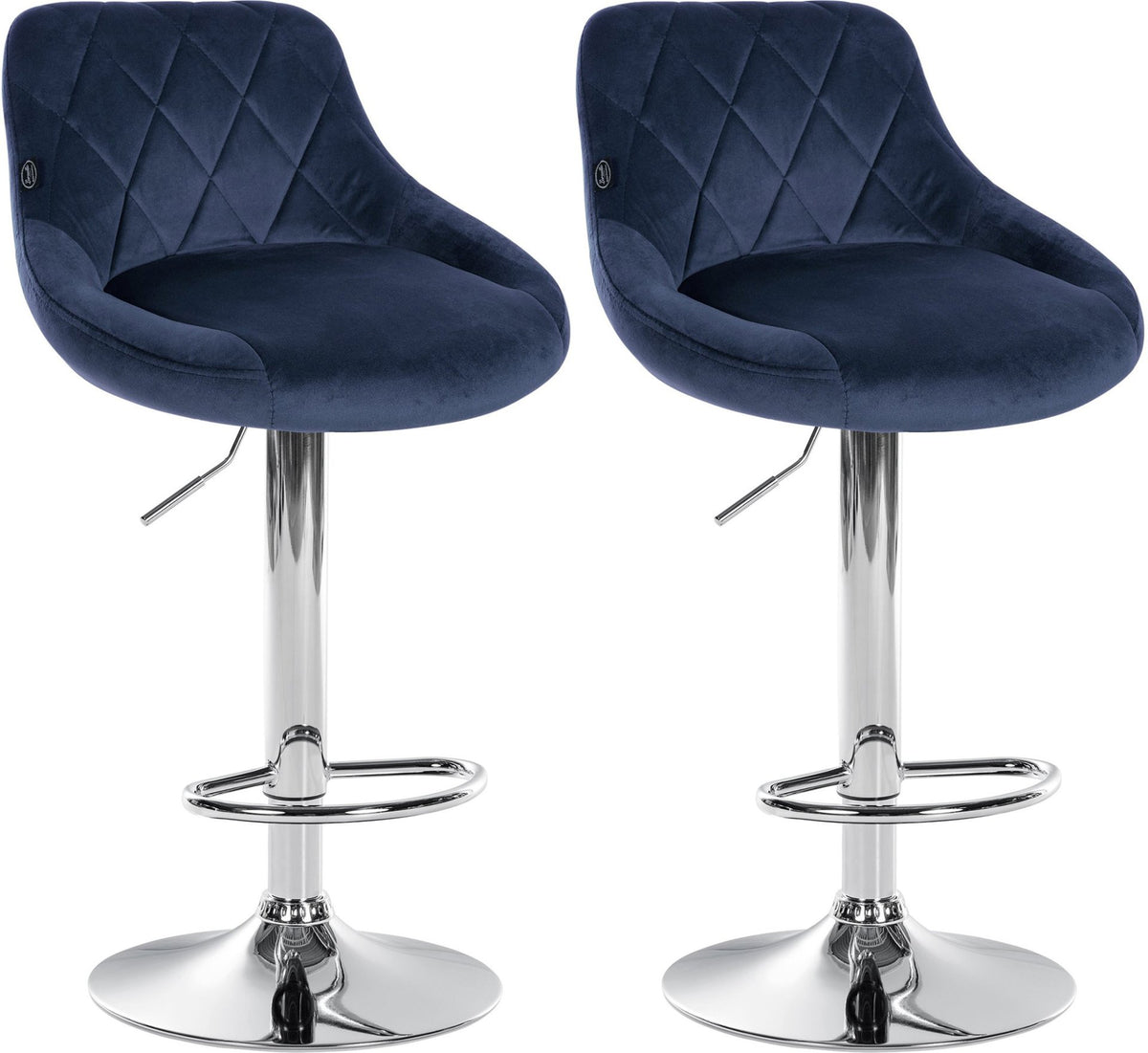 Set van 2 Barkrukken Lazio Fluweel blauw,chroom blau