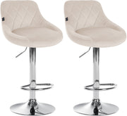 Set van 2 Barkrukken Lazio Fluweel creme,chroom creme