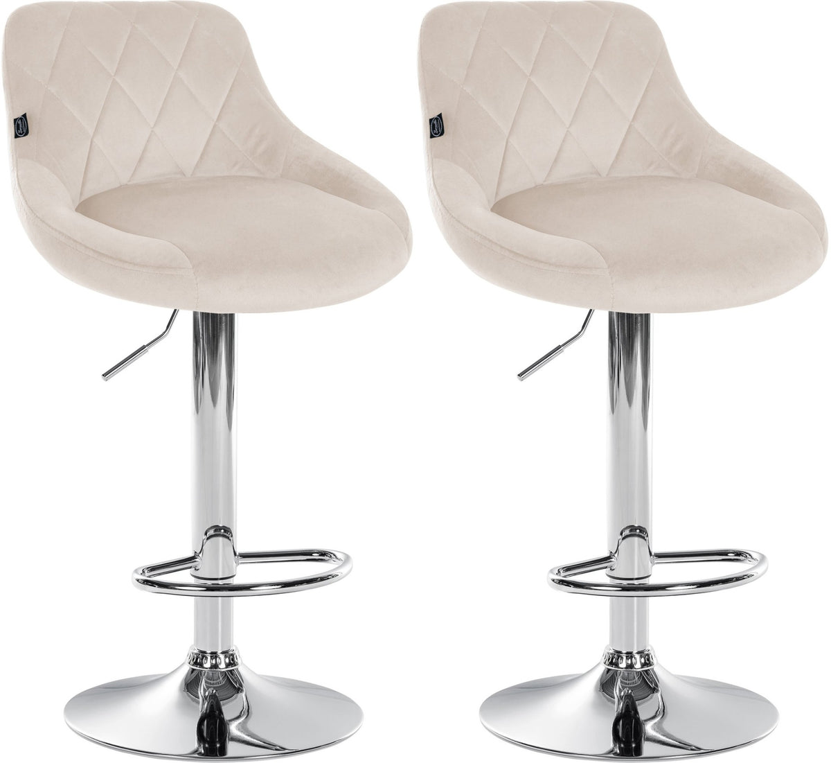 Set van 2 Barkrukken Lazio Fluweel creme,chroom creme