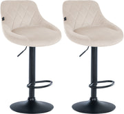 Set van 2 Barkrukken Lazio Fluweel creme,zwart creme