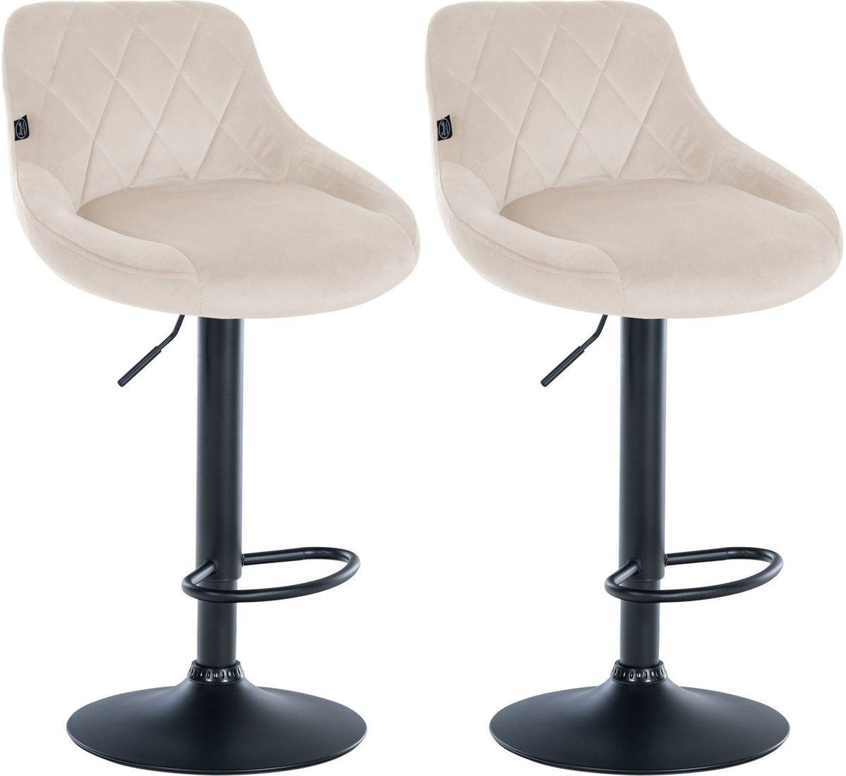 Set van 2 Barkrukken Lazio Fluweel creme,zwart creme